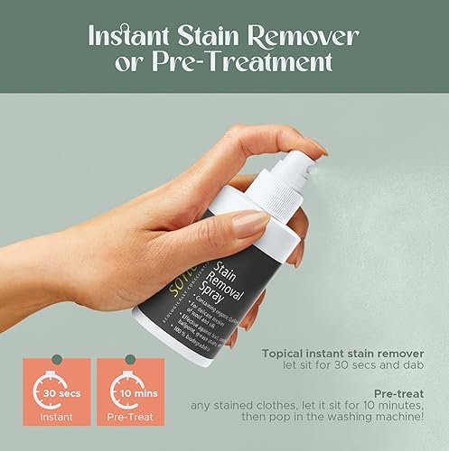 Miniatura 4 de Sonett - Spray orgánico para eliminar manchas [paquete de 2] – Removedor de manchas eficaz para ropa contra frutas, plumas, manchas de grasa,