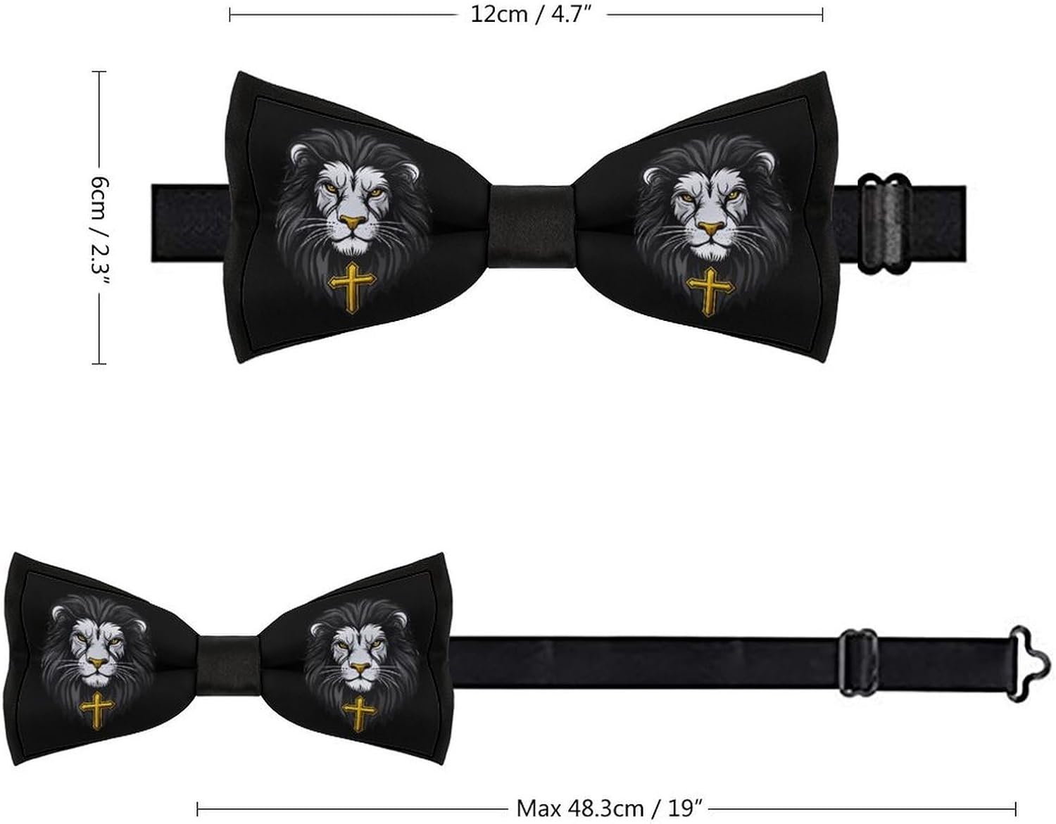 Christianity Lion of Judah Bow Ties for Men Fun Printed Pre Tied Adjustable Bowtie for Party Wedding