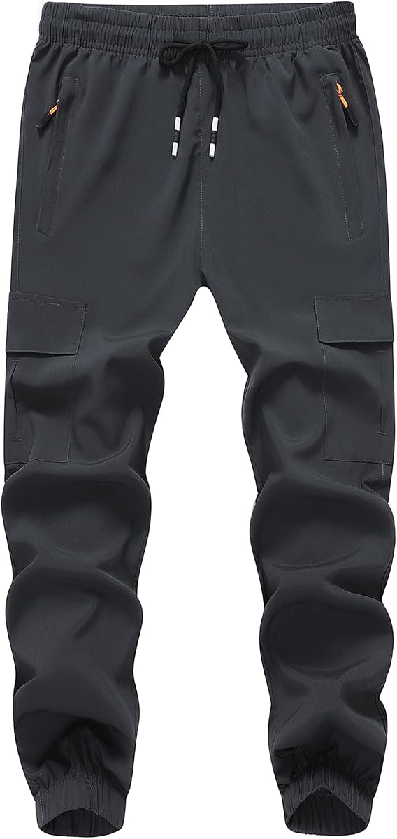 Pantalones cargo para niño, pantalones ligeros para senderismo de secado rápido para jóvenes, para deportes al aire libre con bolsillos con cremallera