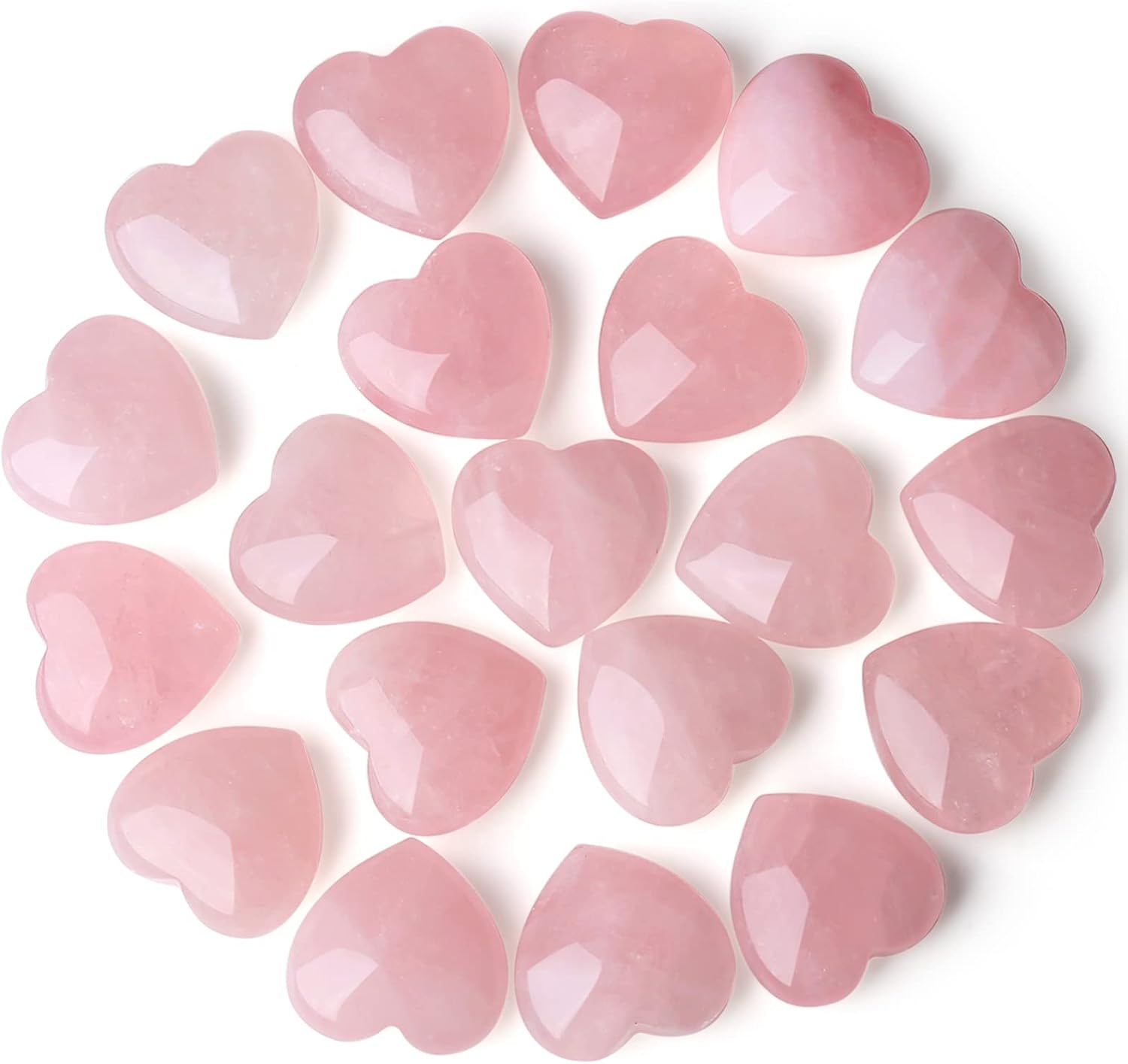 10 PCS Crystals Heart Thick Rose Quartz Love Shaped Pocket Stones Polished Healing Crystal Bulk Palm Natural Hand Carved Gemstones Love Gift for Women Reiki Energy Balancing Meditation
