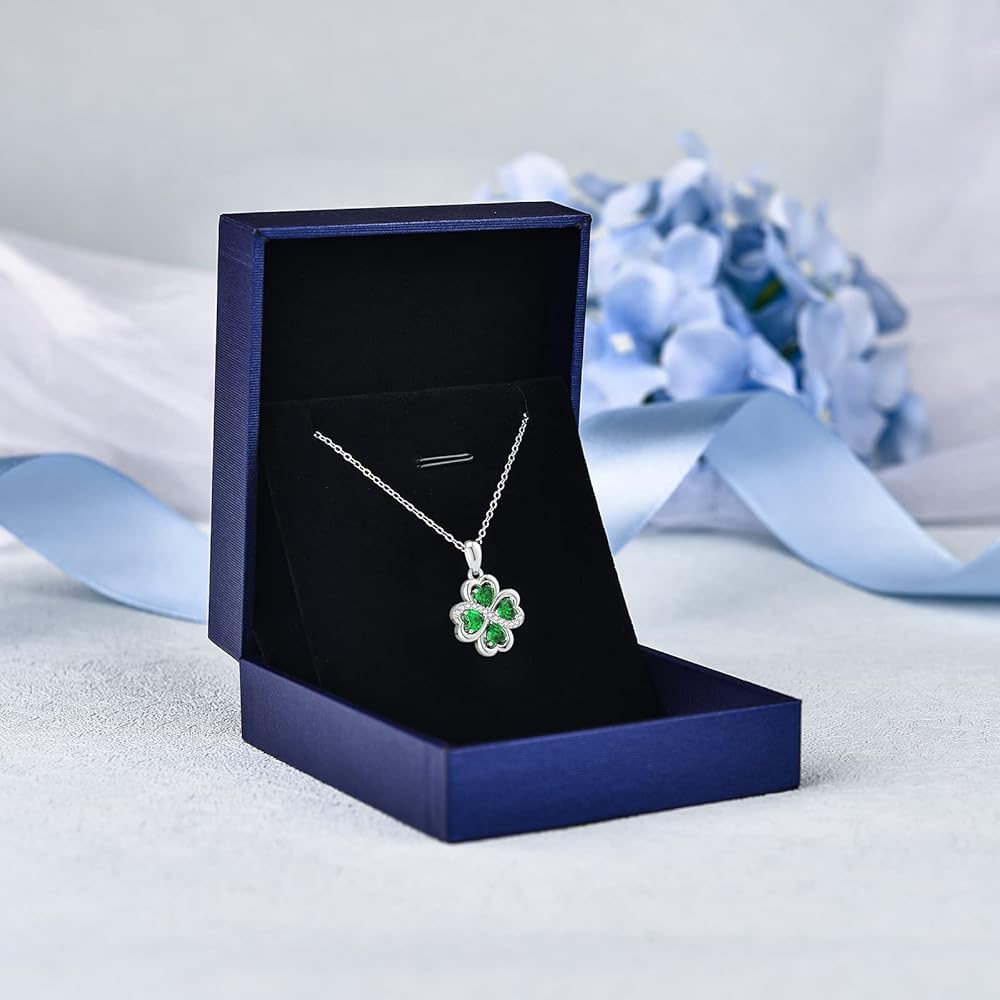 Collier Trèfle ABELLION En Argent 925/1000 Jaune Avec Pierre Verte - AE-C6P0021