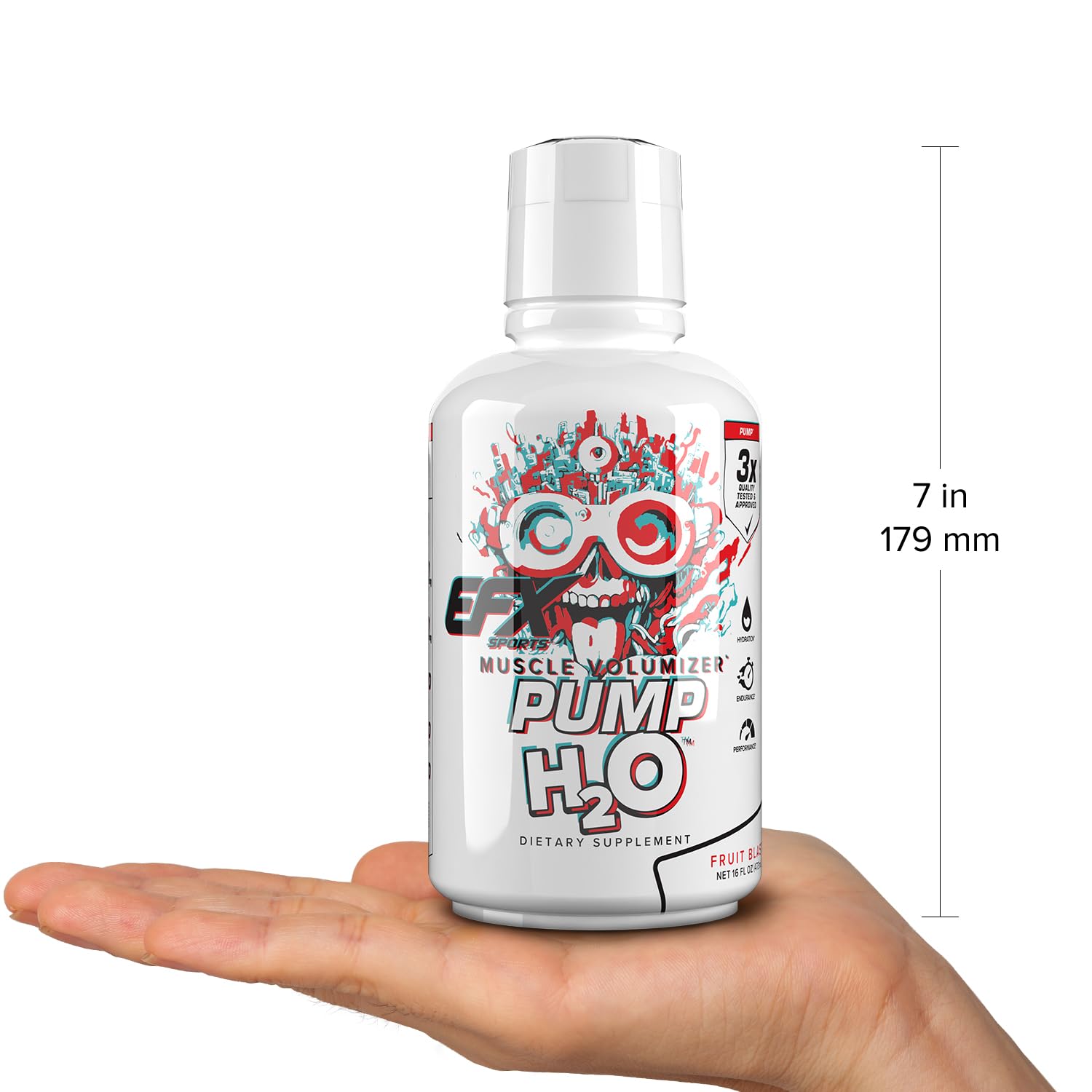 EFX Sports Pump H2O Muscle Volumizer | Clear Liquid Formula | 10g Pure Vegetable Glycerol | Buffered Taurine & Glycine | Zero Sugar | 16 Fl Oz (Fruit Blast) — Amazon image 6