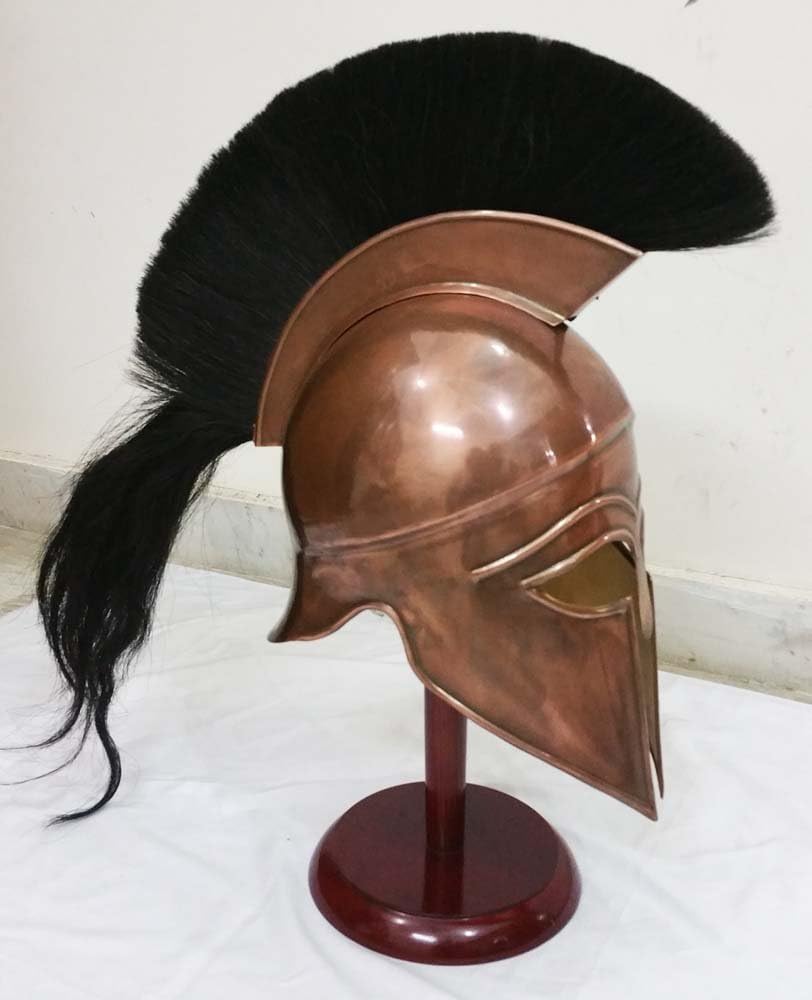 Medieval Roman Spartan Helmet Greek Corinthian Movie Helmet With Black Plume