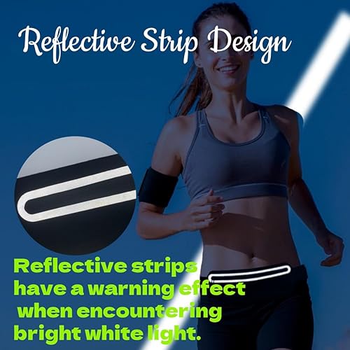 Miniatura 4 de Cangurera delgada con 3 bolsillos separados para mujeres y hombres, riñonera reflectante para correr, correr, caminar, ciclismo, campamento,