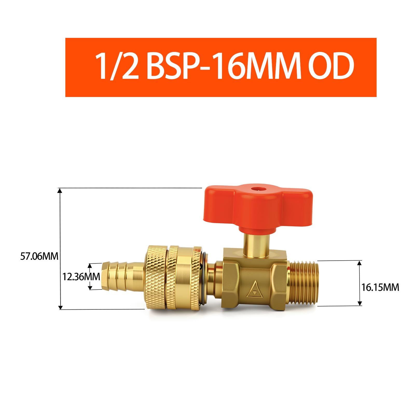 GASHER 5 piezas válvula de bola de latón con conector rápido, rosca macho 1/2 BSP a racor de manguito de 16mm, válvula de cierre por compresión para agua, aire, gas y aceite