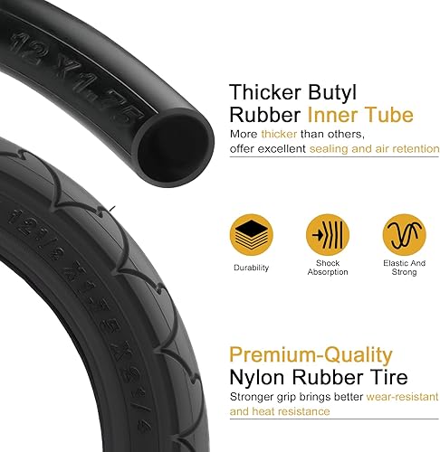 Miniatura 2 de Neumáticos y tubos delanteros de 1212.5 × 1.752.1252.25, juego de neumáticos interiores de rueda delantera de 12.5 x 2.25 compatible con BOB