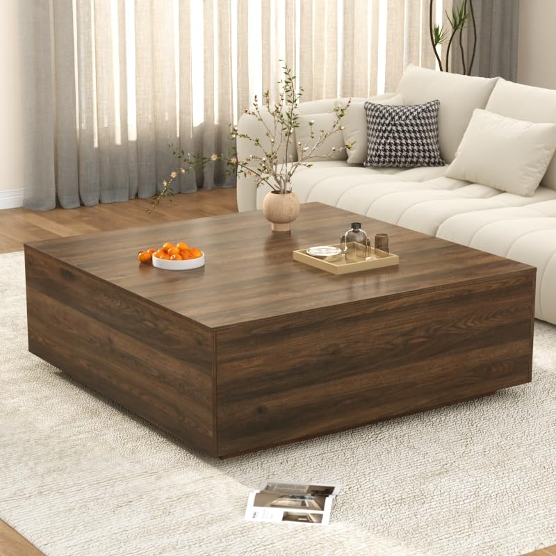 Amazon.com: 47 Inch Large Square Coffee Table with Storage,Modern