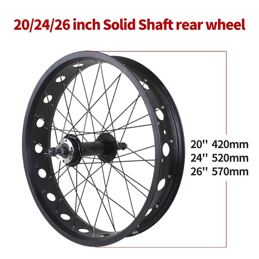 20/24/26 Pollici X 4,0''-4,9" Ruota Posteriore Fat Bike Freno A Disco Set di Ruote per Ebike Bicicletta Bici 36H Cerchio Cavo Mozzo Ad Albero Pieno per Ruota Libera Rotativa 6/7/8/9/10s(26'')