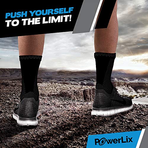 Powerlix Ankle Brace Compression Support Sleeve (Pair) For Injury Recovery, Joint Pain And More. Plantar Fasciitis Foot Socks With Arch Support, Eases Swelling, Heel Spurs, Achilles Tendon #TOP2