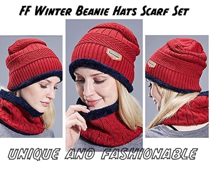 Image of TEKCOOL Woolen Winter Cap for Women & Men in Winter for Thermal Wear Stylish Soft Caps for Boys & Girls for Warm Wear Head hat Garam Topaa cap's Breathable Lightweight Windproof with hand gloves