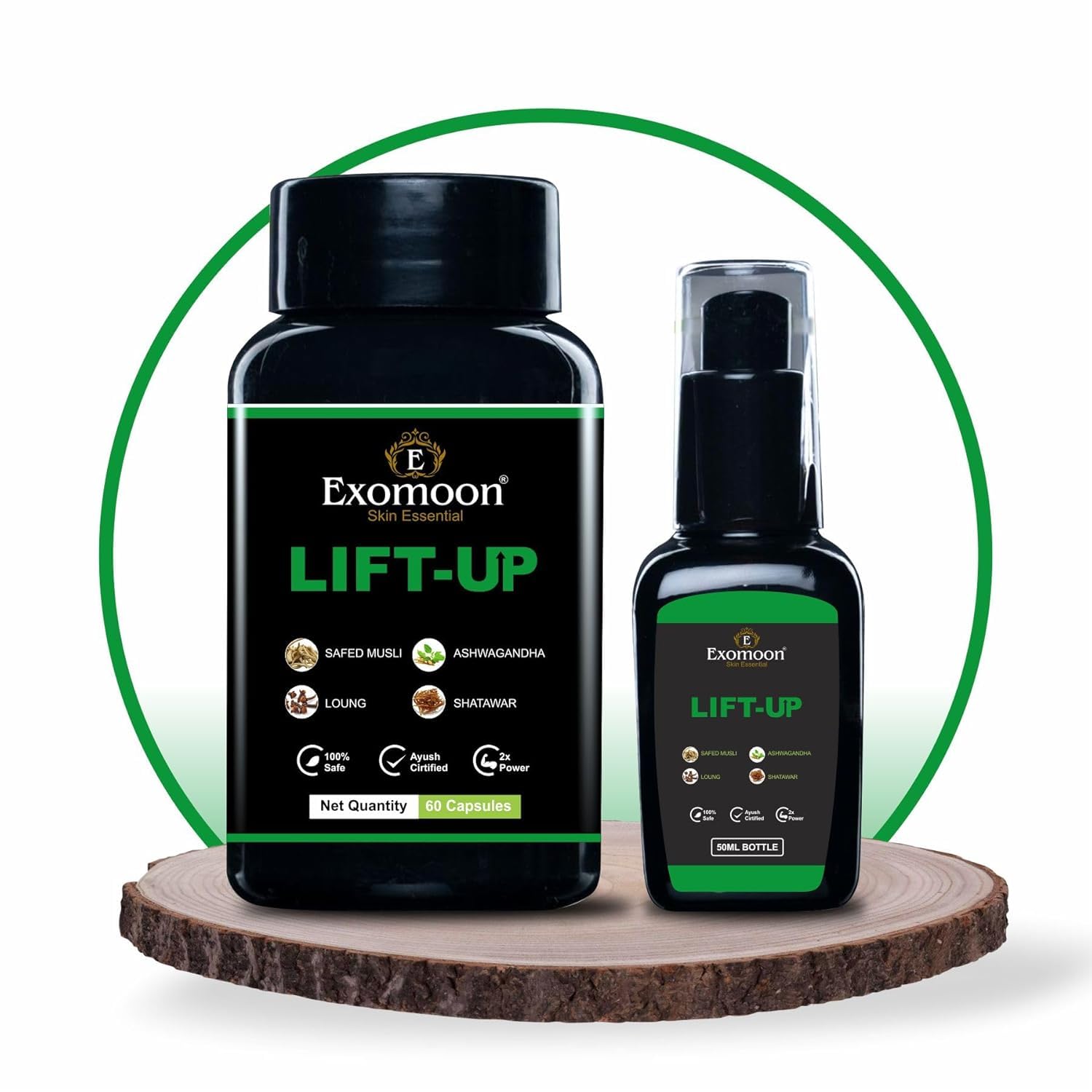 Lift-Up Massage Oil & Capsules for Man | Private Packaging | Made with Natural Ingredients | Clinically Tested (Combo Pack)