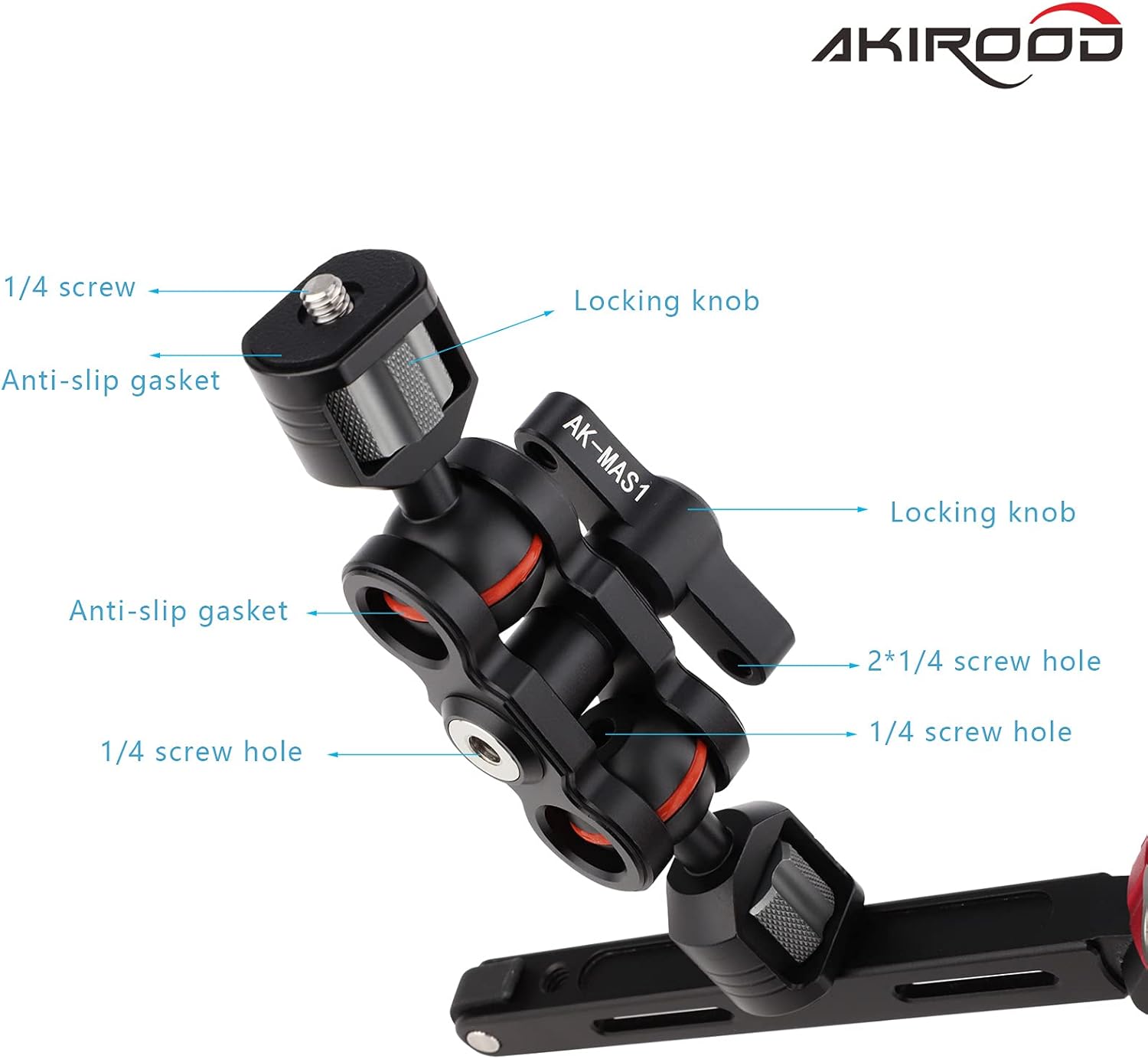 Magic Arm with Double Ball Heads 360 Degree Rotation Articulating Arm for Gimbal Camera Cage,Field Monitor, Lights, Audio Recorders,Microphone,Audio Recorders