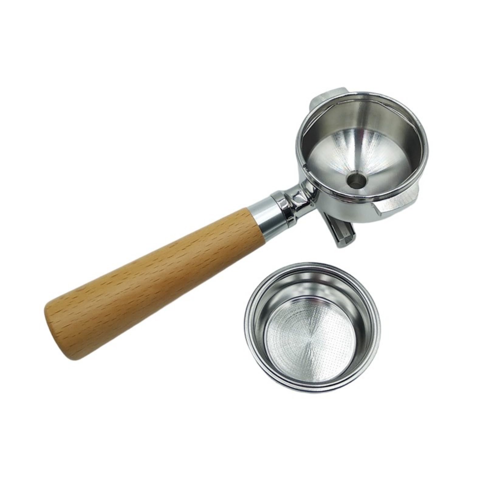 Kalttoy Natural Wood Handle 58mm Espresso Machines Portafilter Replacement Coffee Portafilter Suitable for Comfortable Grip Coffee Brewing Accessory