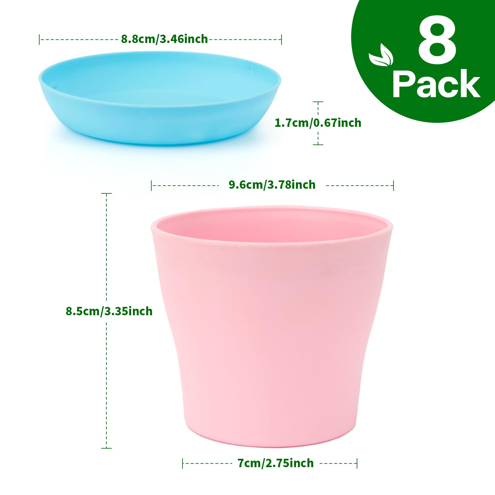 Plant Outdoor, 8 Small Plastic Pots, 10cm Flower Pots, Orchid Pots, Eight Colours, eight - Image 2