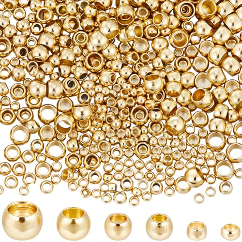 Beebeecraft 1 Box 750Pcs Positioning Beads 24K Gold Plated Stainless