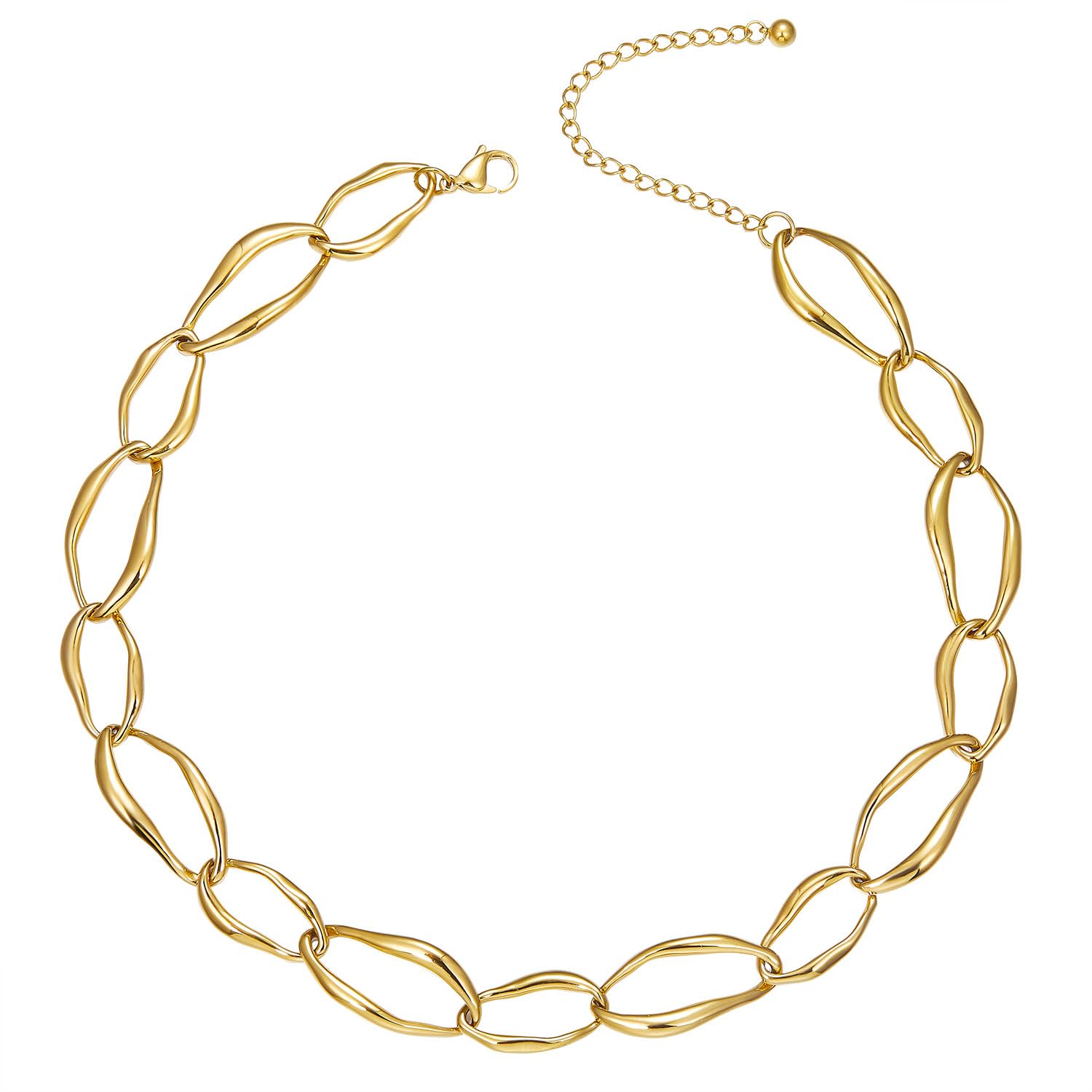 Schöner-SD Cadena de acero inoxidable para mujer, eslabones anchos, chapado en oro amarillo