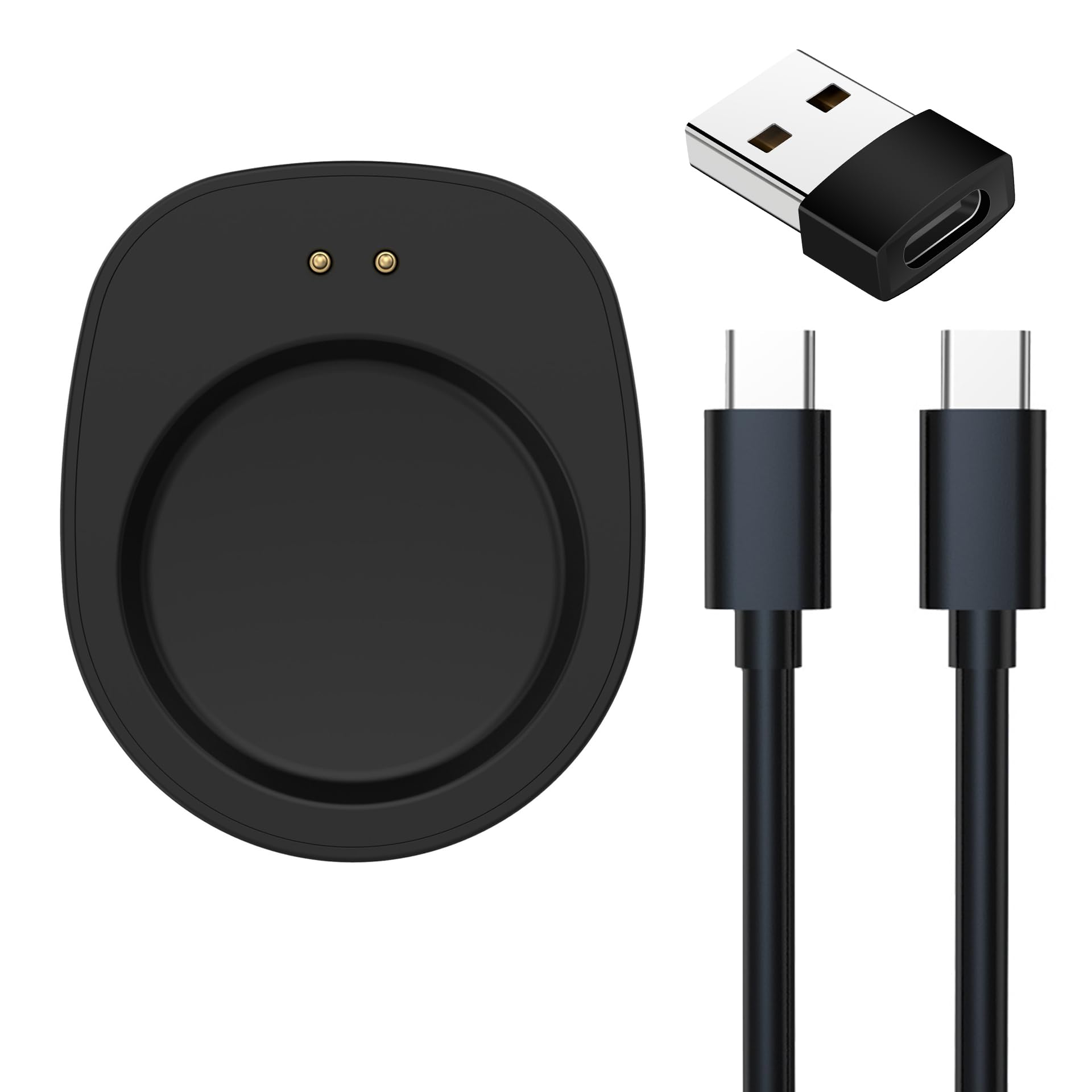 Cable de carga compatible con Amazfit Helio Strap/Balance 3/ultra/2/1 | Amazfit Cheetah 2 Pro/2 Ultra/Bip Max/Active Max/Active 3 Premium/T-Rex 3 Pro, adaptador USB-A macho a USB-C hembra