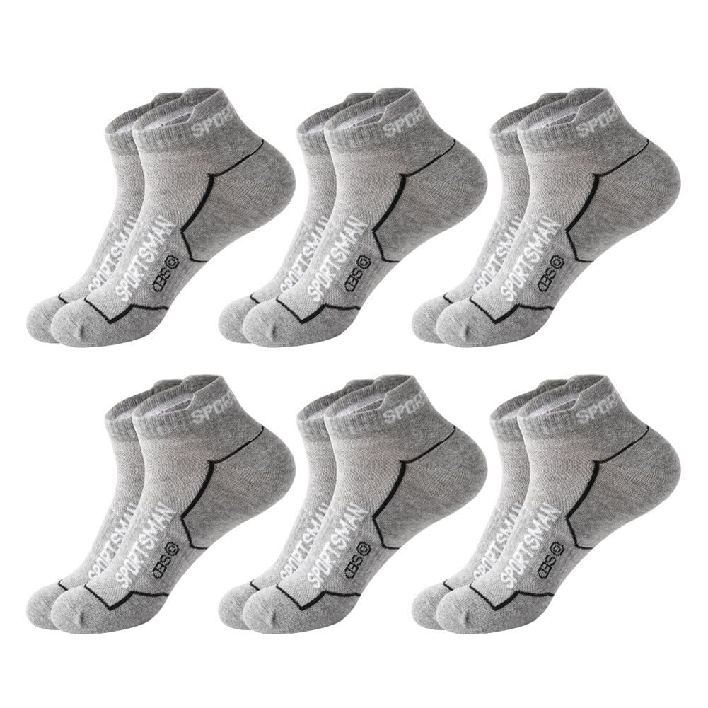 6 Pairs Sports Socks for Men Short Socks Cotton Socks Running Socks for Basketball Socks Fitness Socks Mountain Climbing Socks (Grey)