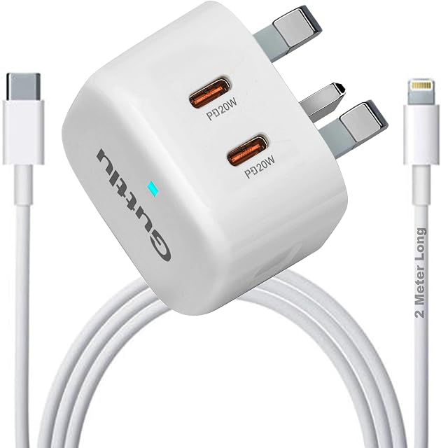 Guttlu 40W USB C Charger with MFI Certified 2 Meter Cable fast charger plug Compatible with iPhone 14 Pro/iPhone 14 Pro Max/ 14 Plus/13 12 11 X XR XS SE 8 Mini usb c plug phone charger and cable 6ft