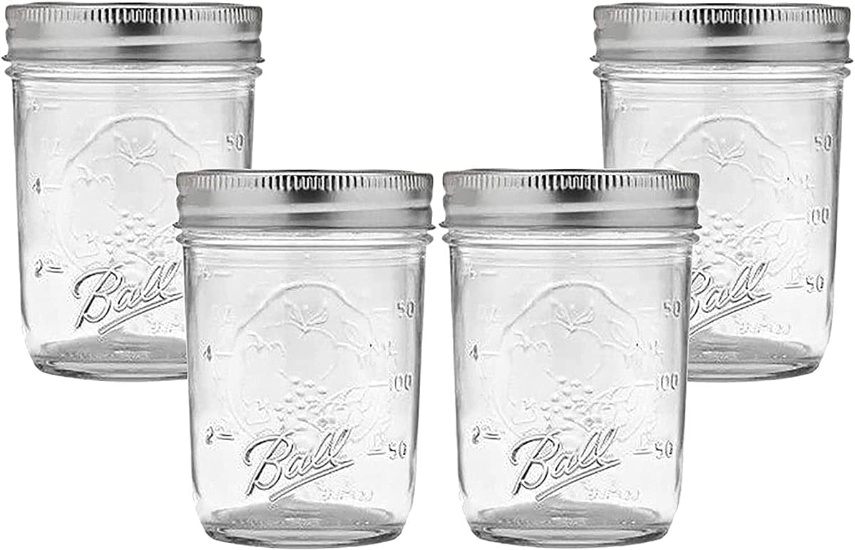 Sponsored Ad – Wide Mouth Mason Jars 500 ML Non Slip Jar - Set of 4 Pcs Mason Jars - Canning Glass Jars with Lids