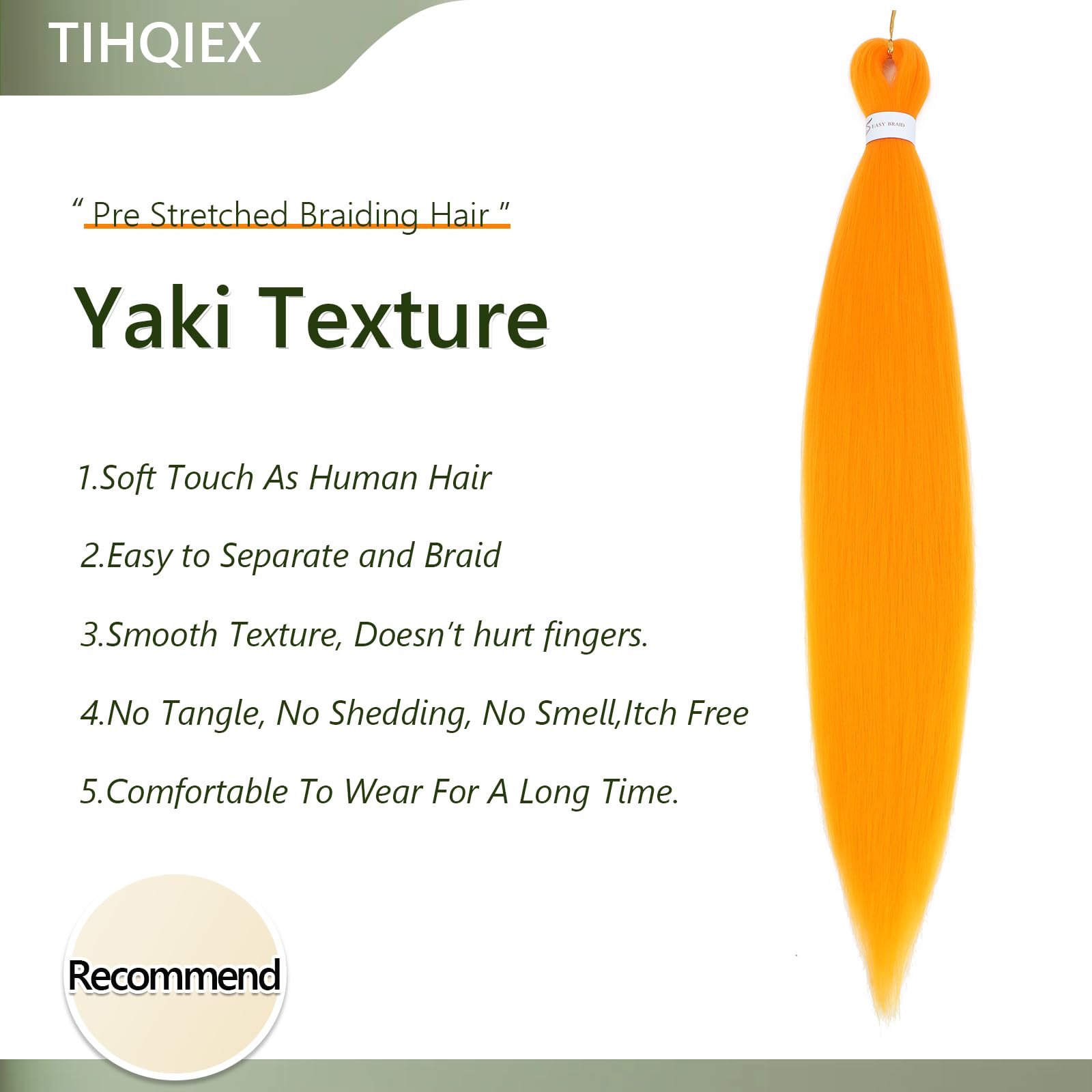 Orange Braiding Hair Pre Stretched 30 Inch 3 Packs Braiding Hair Extension Pre Stretched Braiding Hair Professional Synthetic Hair For Braiding Crochet Twist Braids Soft Yaki Texture(30",Orange-3P) - Image 2