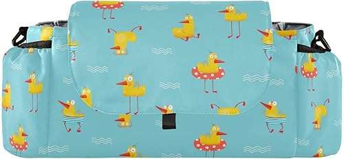 Bolsa organizadora de paraguas para cochecito de bebé, divertidos animales amarillos, lindo pato, organizador de almacenamiento para piscina,