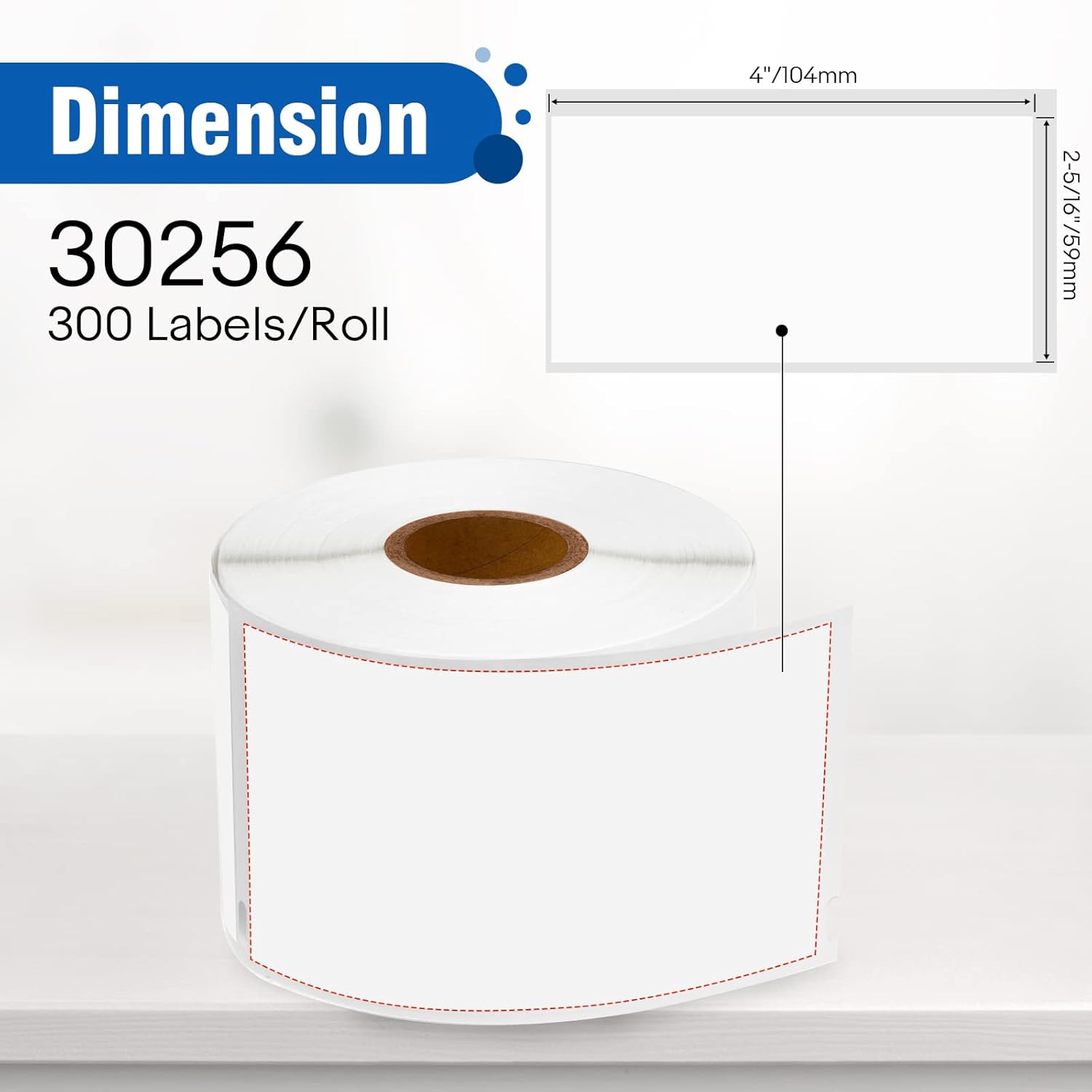 Cruxer 3 Roll Compatible for DYMO 30256 A30256 2-5/16" x 4"(59mm x 104mm) Shipping Labels Perforated 300 Labels per roll, Replacement for DYMO Label Writer 450, 450 Twin Turbo, 4XL, 450 Turbo