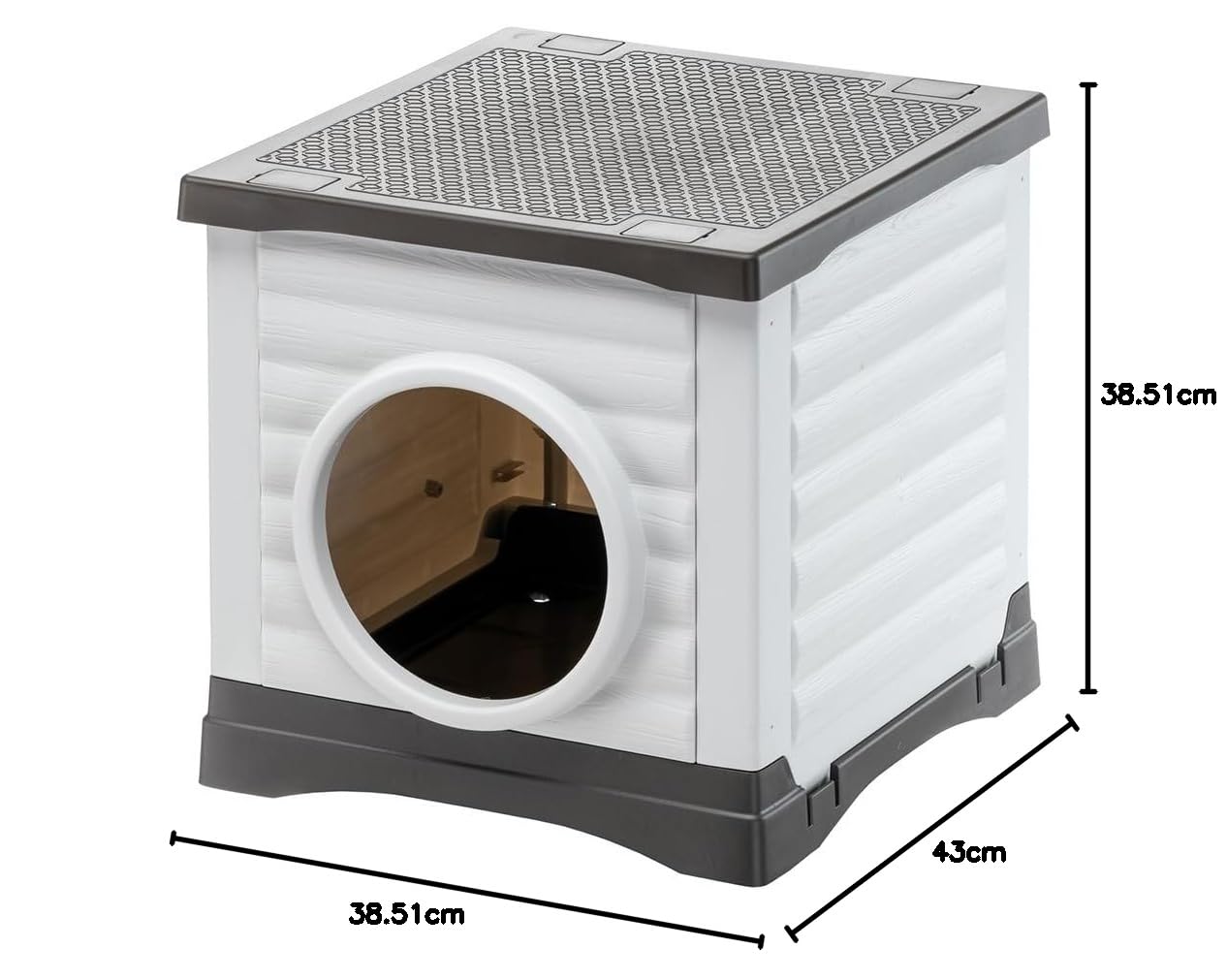 Ferplast Cuccia Cane Esterno, Robusta Cuccia per Cani Gatti, Fondo con Sistema di Drenaggio, Casetta per Conigli, Conigliera, 38,5 x 43 x h 38,5 cm.