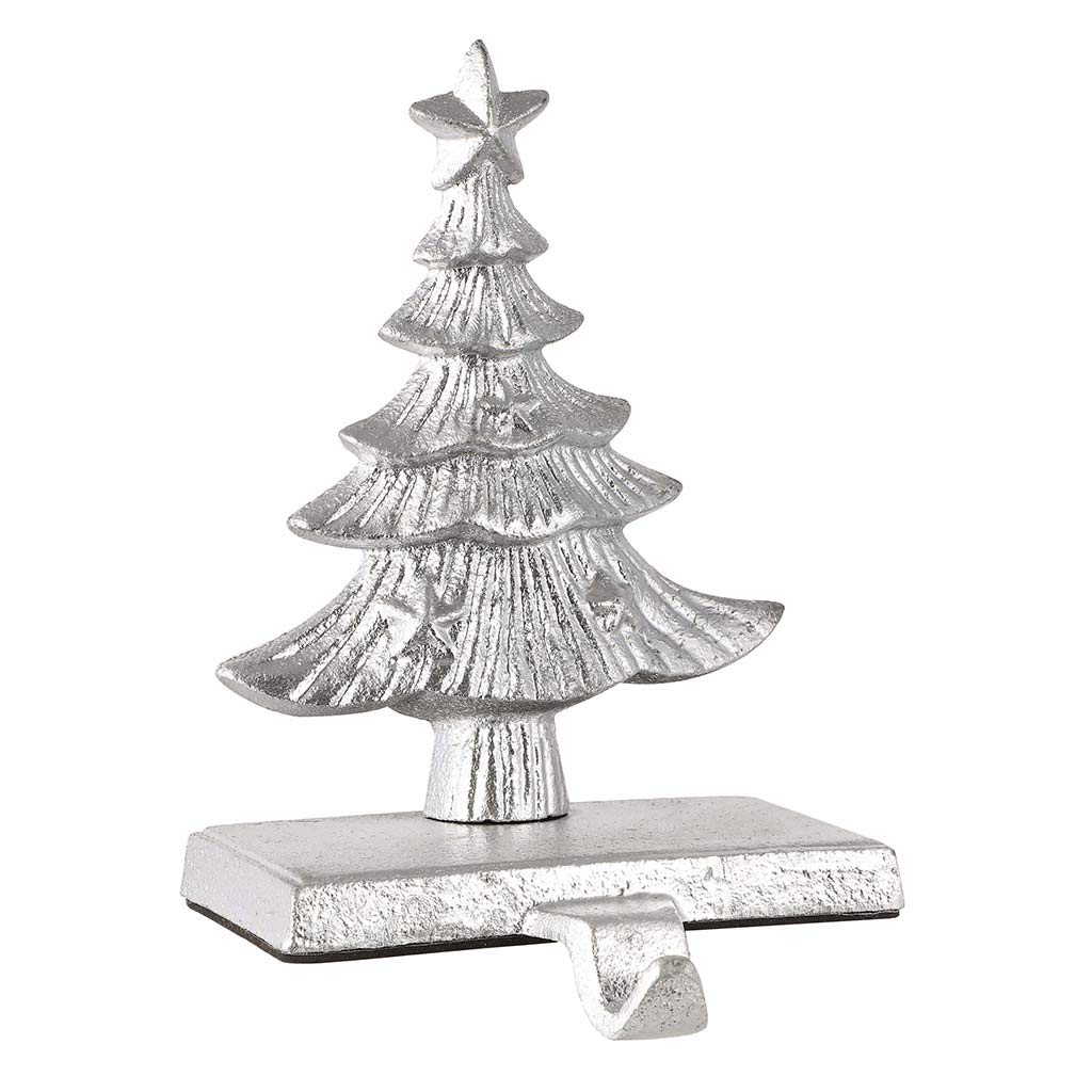 Dibor Cast Iron Christmas Stocking Holder Silver Tree Hanging Hook