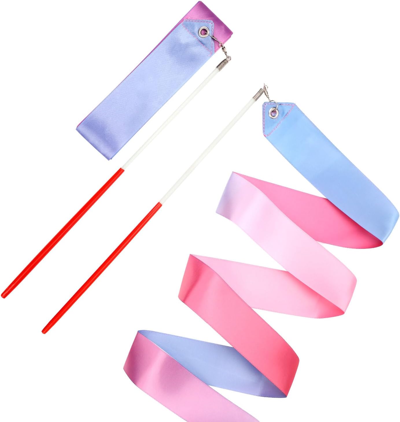 2pcs Gradient Ribbon Dance Wand, 78.7 Inch Rainbow Color Kid Dancing Rhythmic Gymnastics Streamers Equipment for Girls Children Art Dance Performances, Toddlers Birthday Gift