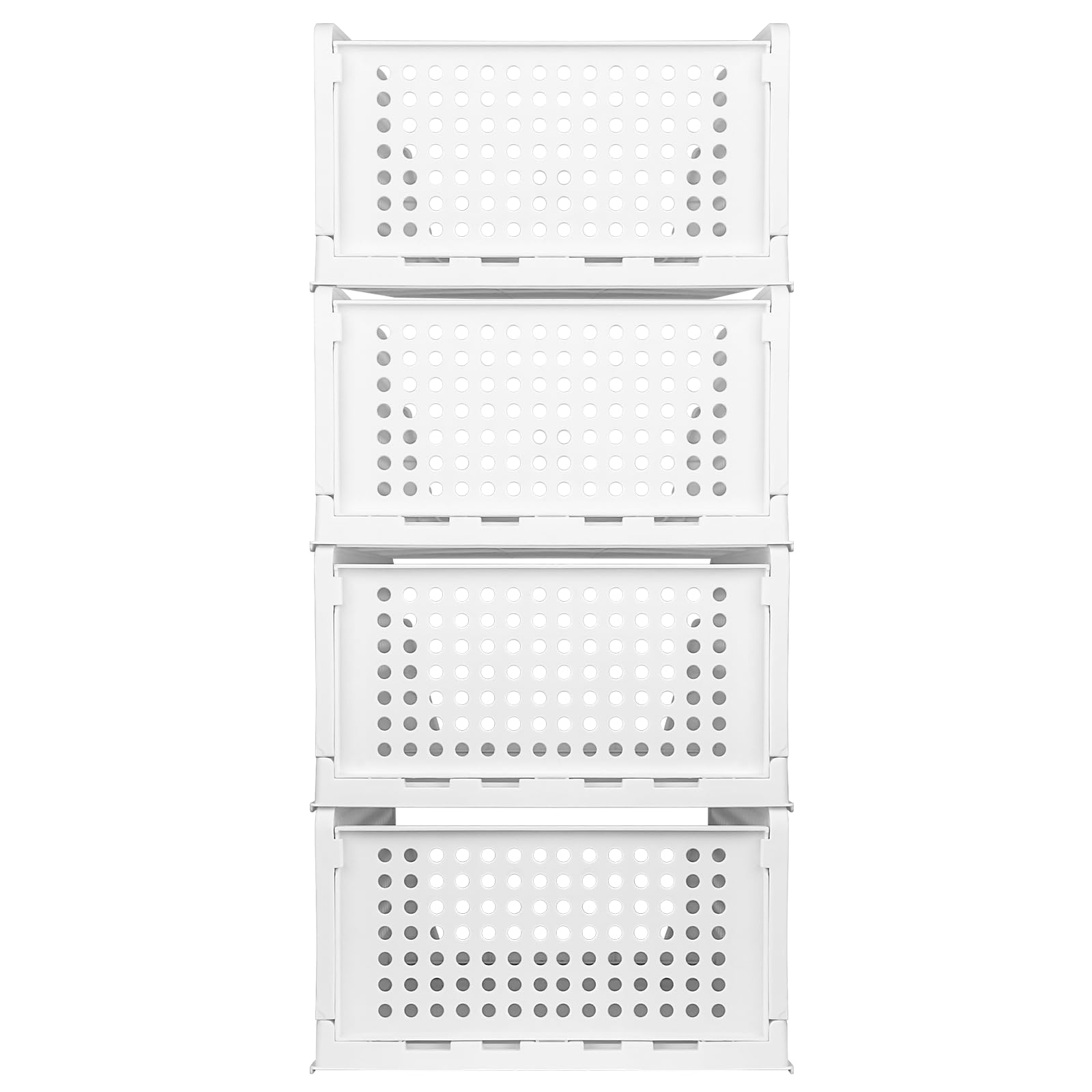 4 x organizer impilabile per cassetto, abbigliamento impilabile, cassetto scorrevole, portaoggetti per armadio, cucina, bagno, camera da letto (bianco, set di 4, 33,5 x 43 x 72 cm)