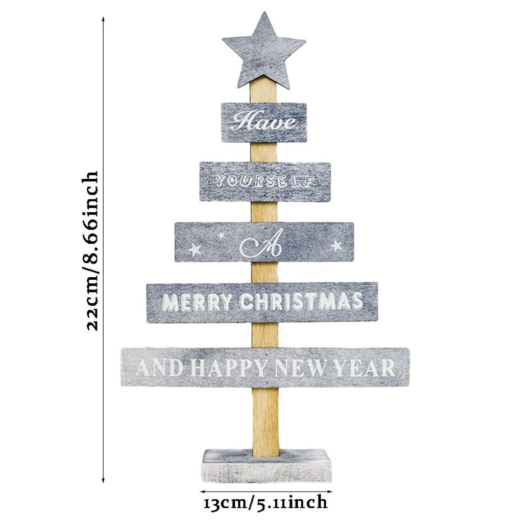 Choinki Sztuczne choinki Drewniana choinka Mini choinka Dekoracje na biurko Wesołych Świąt Party Decor (prezenty na choinkę) (Ciemnoszary) The New