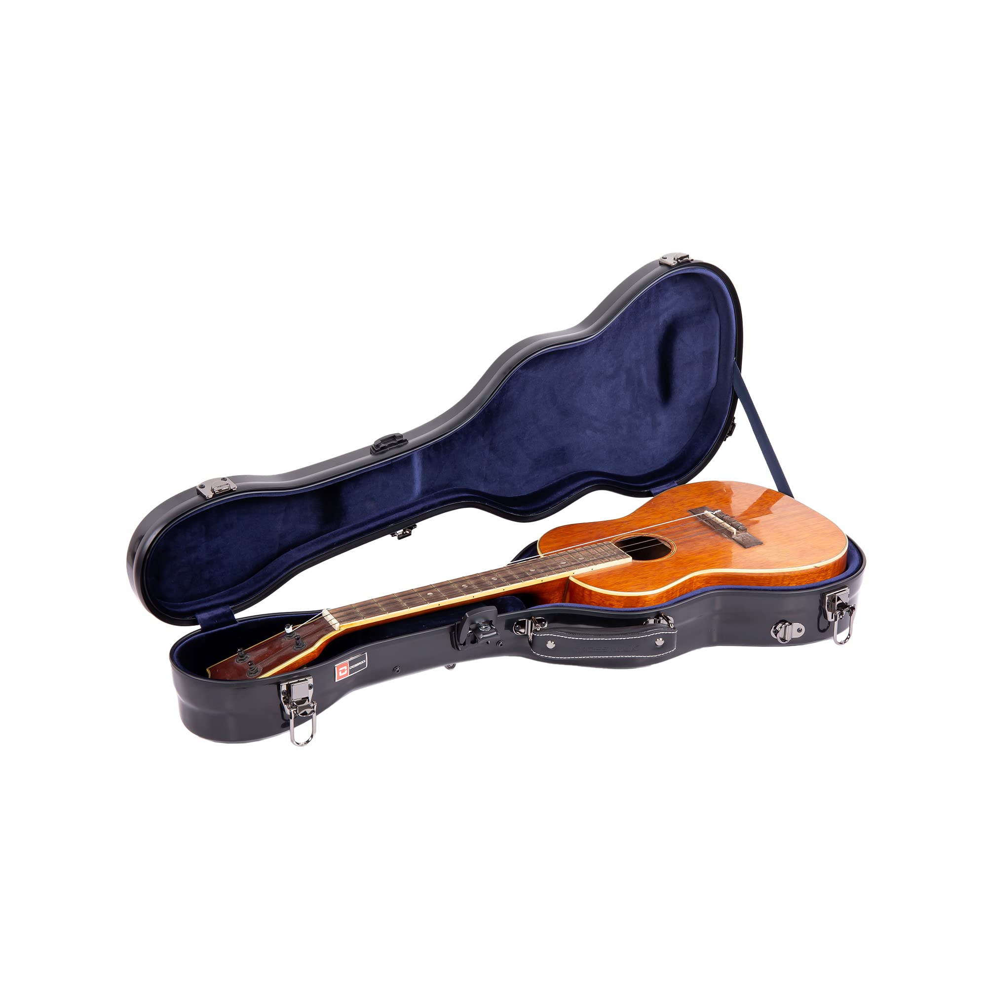 Crossrock Fiberglass Case for Baritone Ukulele with Removable Shoulder Straps & TSA Lock, Black (CRF2020BUBK)