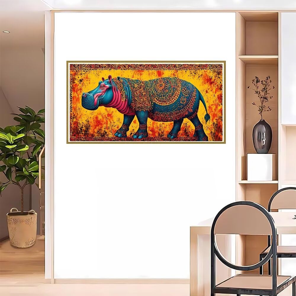 5D DIY Diamond Painting Kit Completo, Ipopotama Diamantini Strass Ricamo a Punto per Adulti Bambini Decorazione Casa, Kit per Pittura Diamante Mosaico Fai Da Te, per Decorazioni Casa 60x150cm S-167