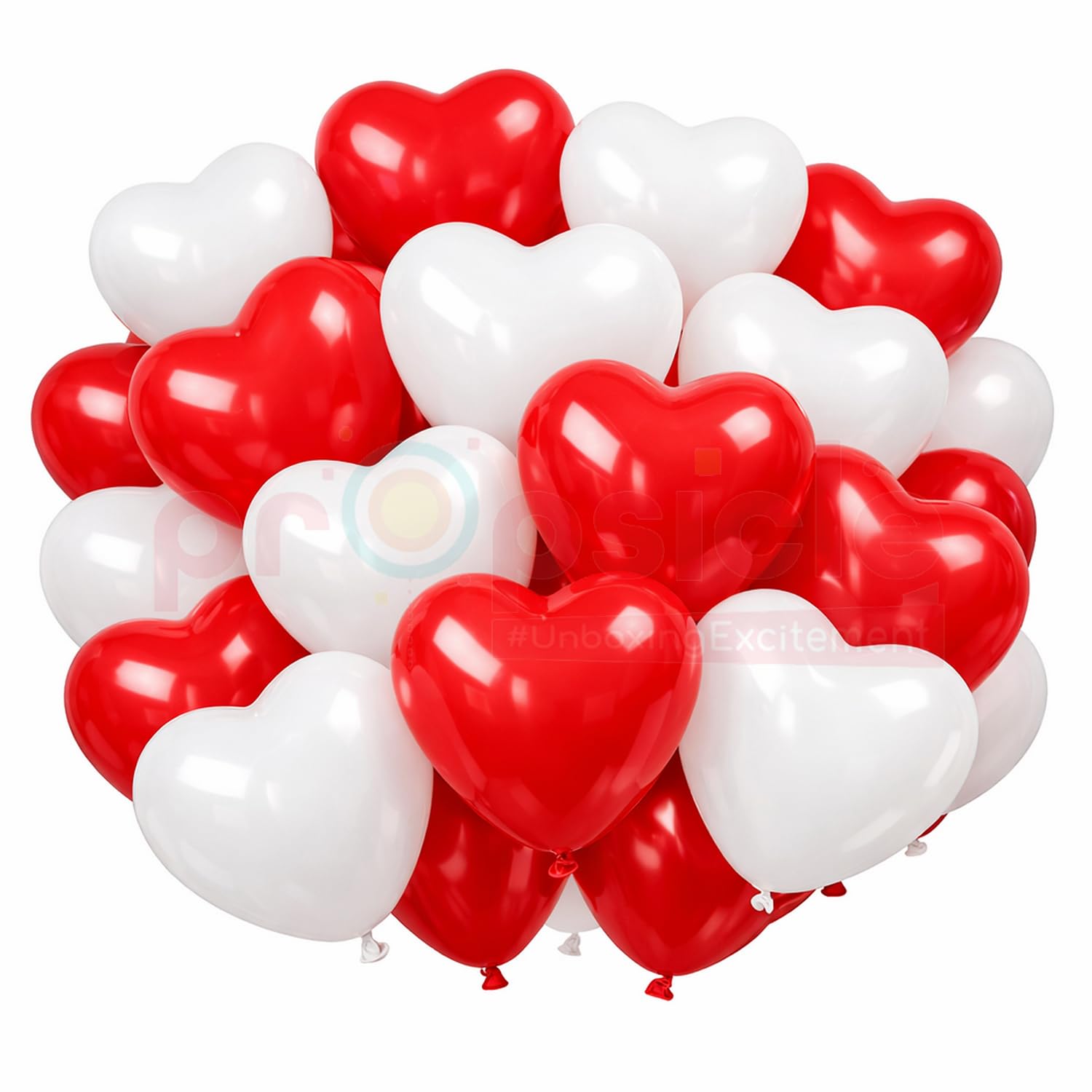 Propsicle White & Red Heart Latex Balloon Pack of 60 | Dil Shape Balloons for Valentine’s Day Sajawat, Anniversary Decor, Birthday Party Decoration (30 Red + 30 White)-image-21