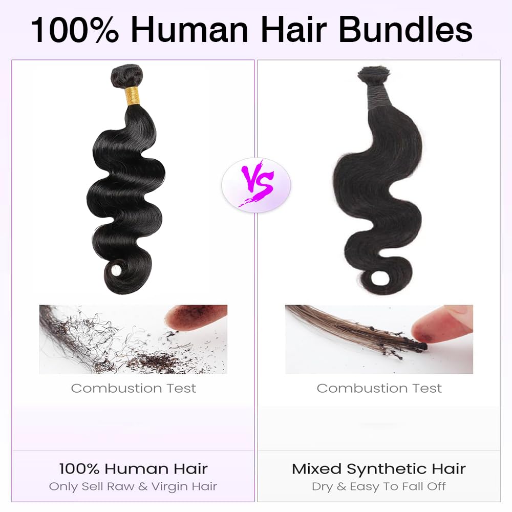 Human Hair Bundles 24 26 28 Inch Body Wave 100% Unprocessed Brazilian Virgin Hair 3 Bundles Human Hair Extensions Quick Weave Natural Black - Image 4