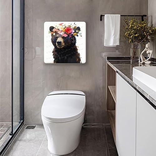 Miniatura 4 de Divertida decoración de oso para baño y bañera, letrero de metal para decoración de pared, oso para amantes de las mascotas, regalo de granja,