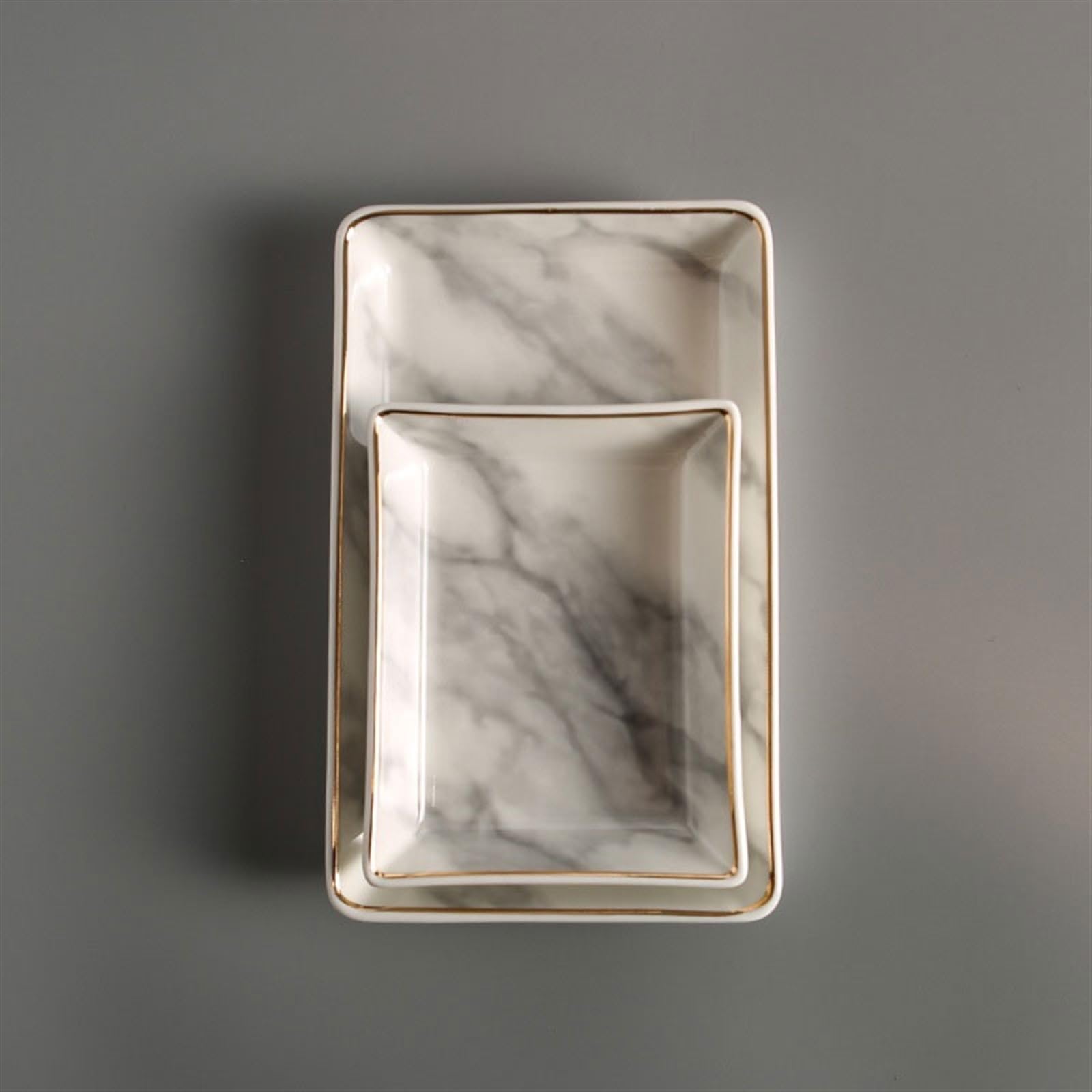 Bandeja Bandeja de Almacenamiento cerámica mármol imitación Llaves exhibición joyería Rectangular Decorativa Bandejas para Servir Comida(M)
