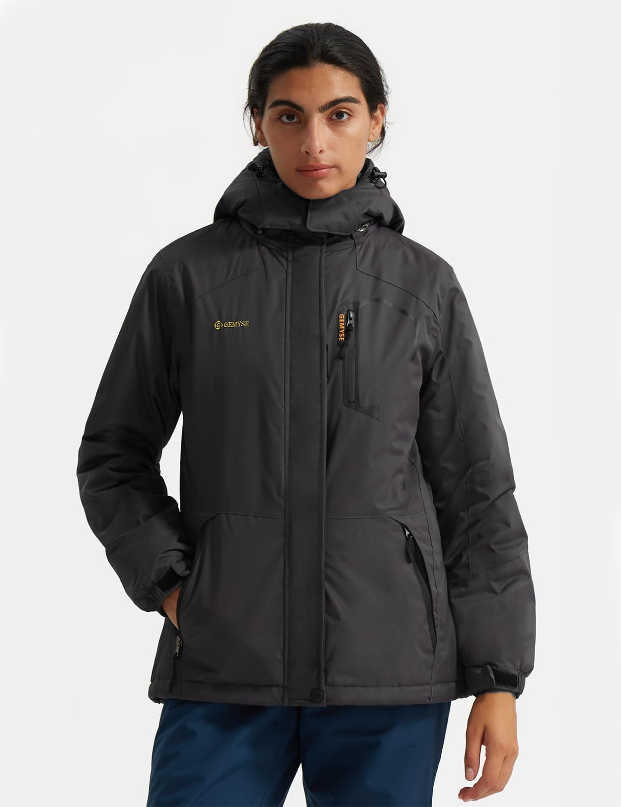 GEMYSE Donna Giacca da Sci impermeabile montagna Giacche Pile invernale antivento Cappotto con Cappuccio
