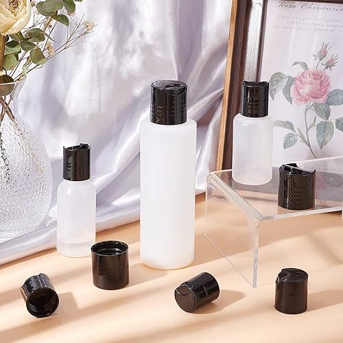 Miniatura 6 de BENECREAT 30 tapas de prensa de plástico PP, 3 tamaños negros de repuesto con cierre superior de disco dispensador, cierre de botella de loción para