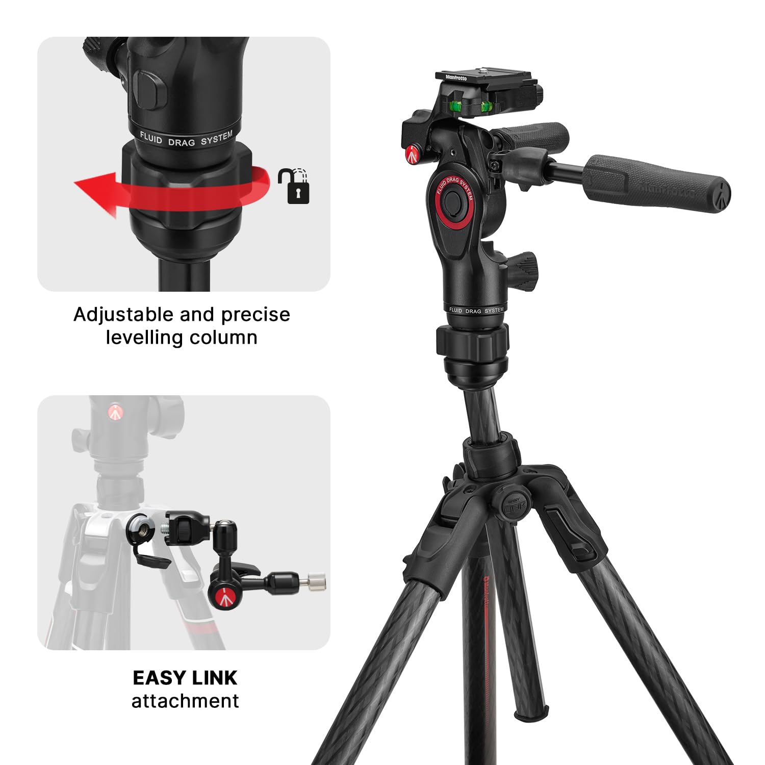 MANFROTTO Kit Trépied BEFREE GT PRO Carbone + rotule 3D