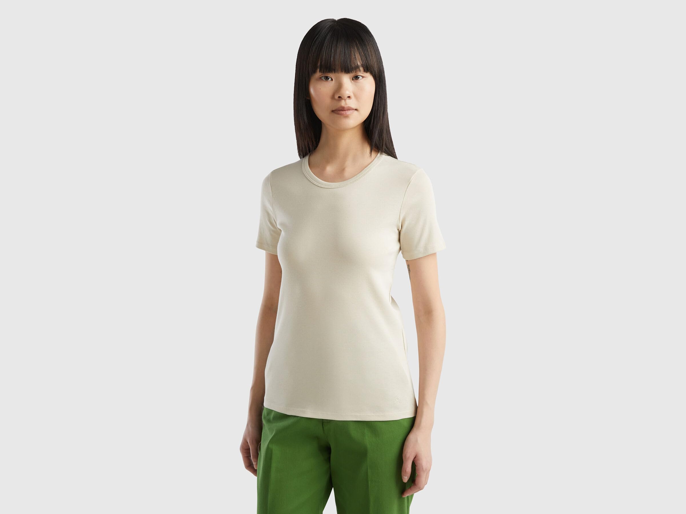%100 Koton Basic Kısa Kollu Bisiklet Yaka T-Shirt T-Shirt Kadın