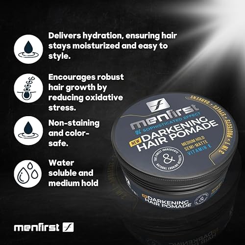 Miniatura 4 de MENFIRST Pomada de oscurecimiento para el cabello pasta de peinado de sujeción media y cera de esculpir acabado mate oscurece instantáneamente el