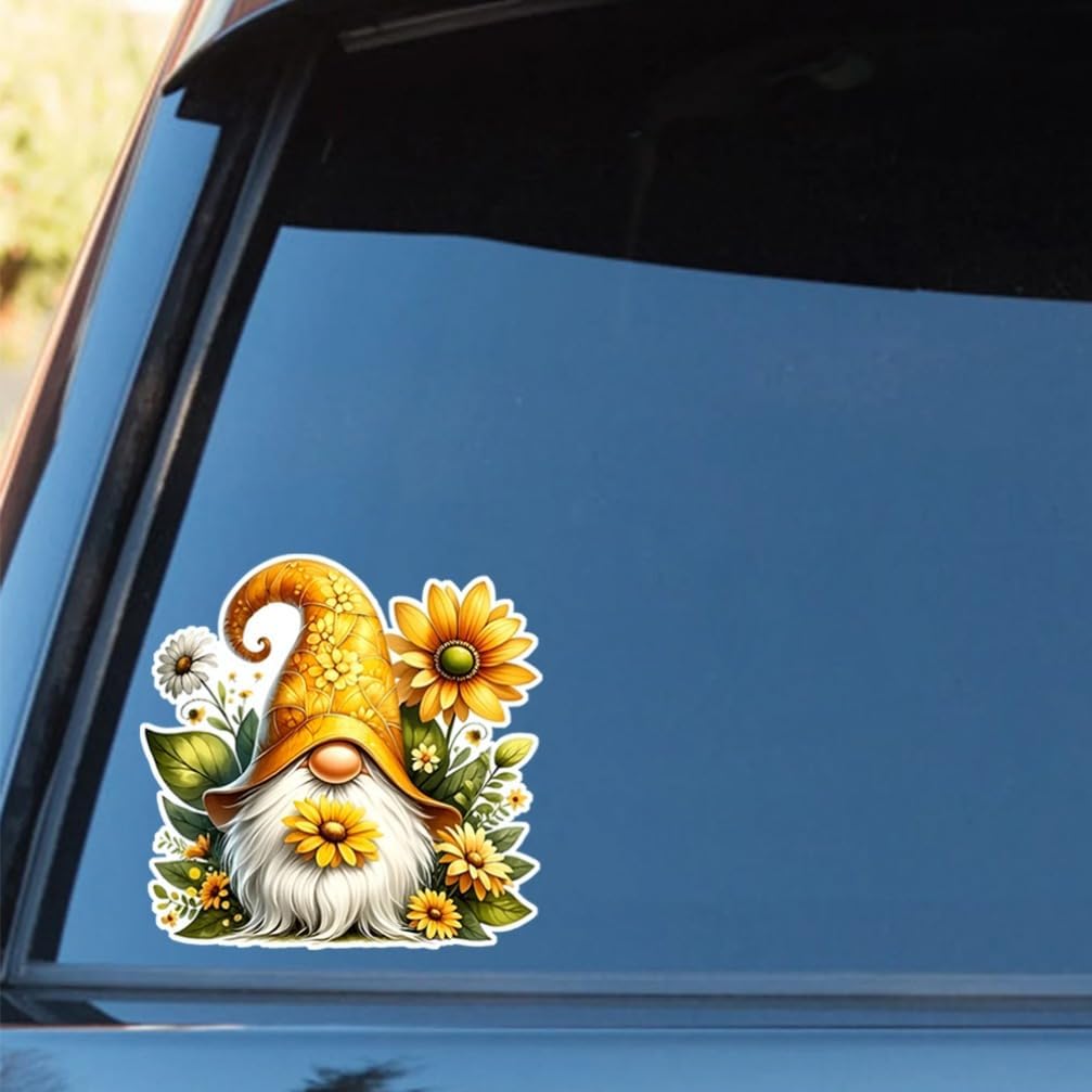 2pcs Sunflower Gnome Vinyl Sticker, 5.12''x5.12'', Vibrant Cartoon Decal for Cars, Trucks, Motorcycles, Laptops,Waterproof PVC Material | CZ103 - Image 8