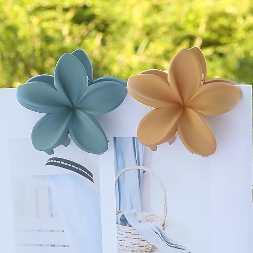 Miniatura 7 de Pinzas para el pelo de flores coloridas, 6 pinzas grandes de plumeria para cabello grueso y fino, accesorios de playa para mujeres y niñas