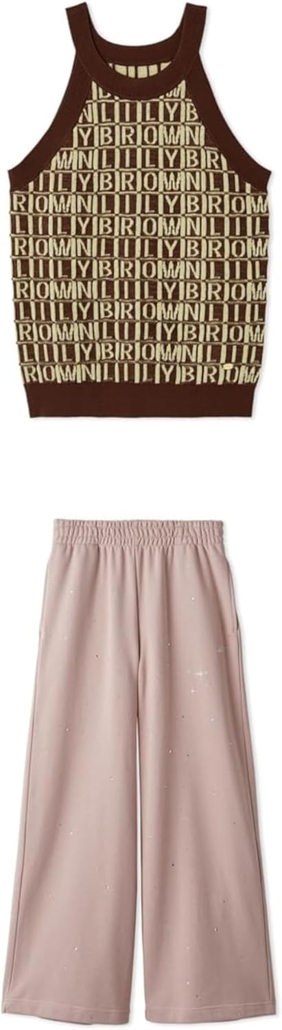 [リリーブラウン] ロゴジャガードアメスリニットトップス LWNT254173 レディース BRW ビジューワイドスウェットパンツ