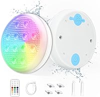 Vista 1 de Geekman Luces LED subacuáticas recargables con control remoto, IP68 impermeables 16 colores luces ambientales de piscina, alimentación USB-C