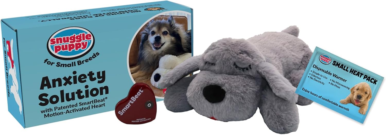 Snuggle Puppy Junior Heartbeat Puppy Toy – Heartbeat Puppy for Dogs – Pet Anxiety Relief and Calming Aid – Comfort Dog Toy – Behavioral Training and Sleep Aid Cuddle Buddy – Black