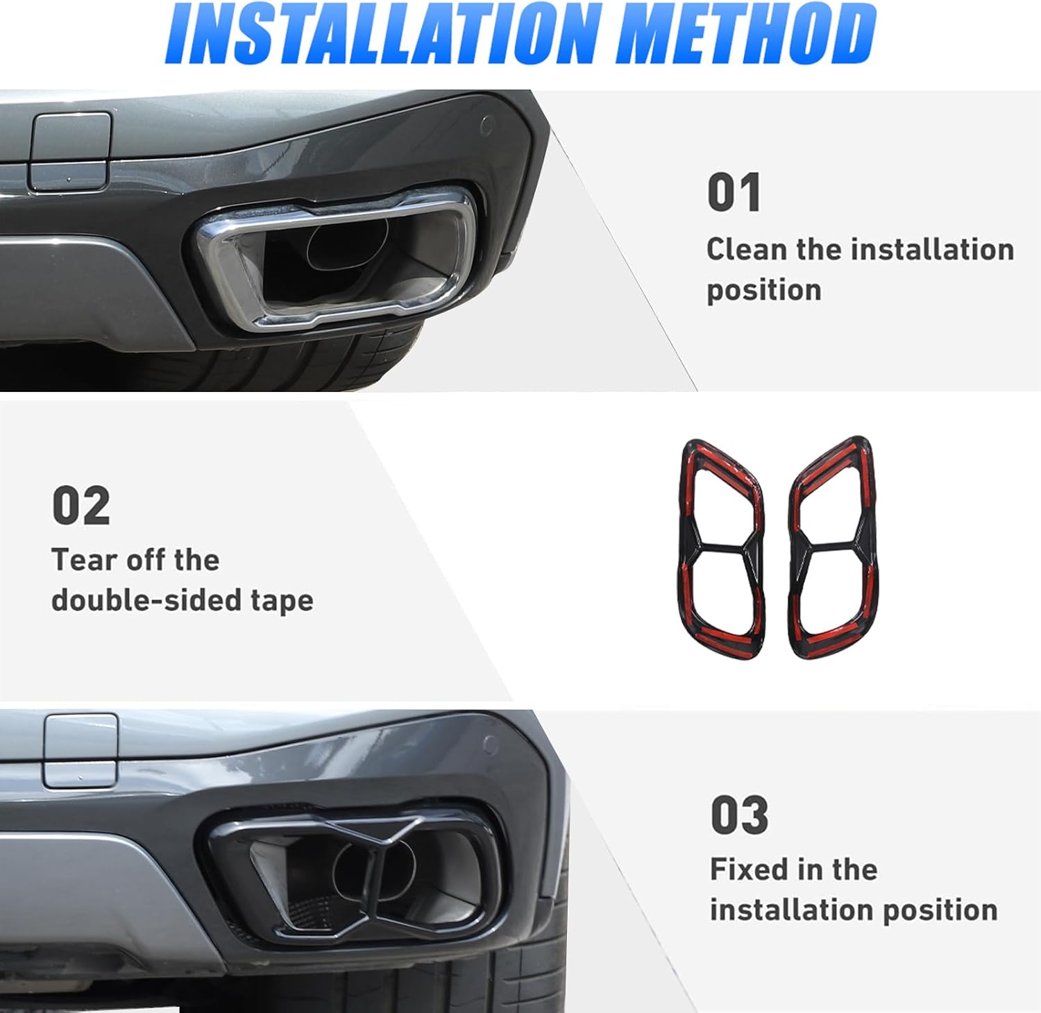 Stainless Steel Exhaust Muffler Tailpipe Trim Cover For BMW X5 X6 X7 G05 G06 G07 2019-2022 Car Tail Pipes Exhaust Pipe Muffler Decorative Frame (Gloss Black)