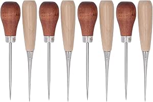 8Pcs Scratch Awl Tool, Leather Craft Cloth Wooden Handle Scratch Awl ...